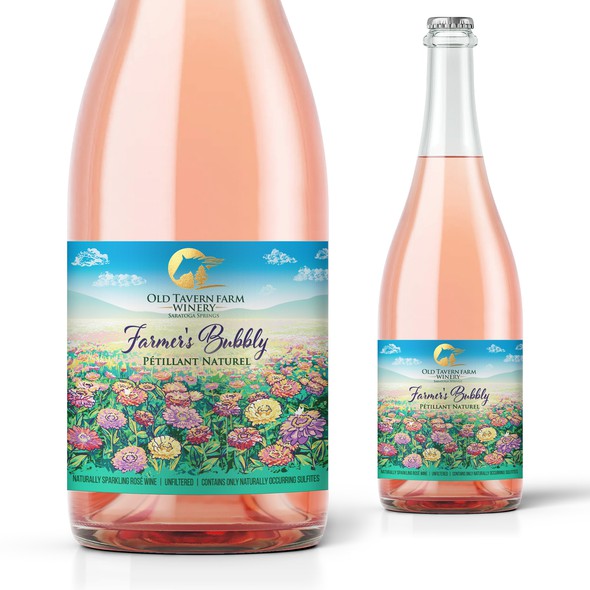 Sparkling wine label with the title 'Sparkling Rose Pet Nat'