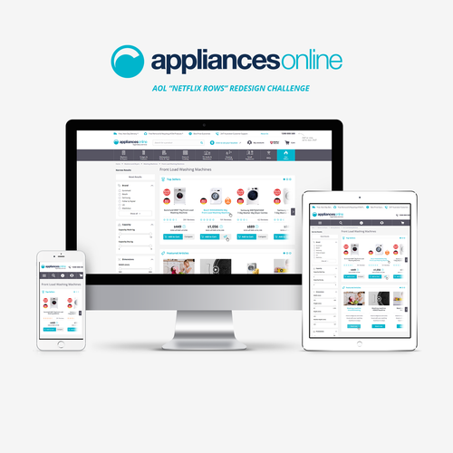 Ecommerce design with the title 'UX design for appliancesonline.com.au'