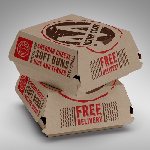 Fast food design with the title 'Burger Box Packaging Design'