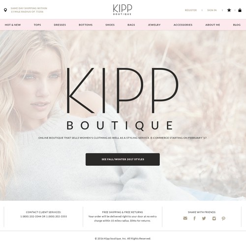 Fashion website with the title 'e-commerce for sophisticated Online Women's Fashion Boutique'