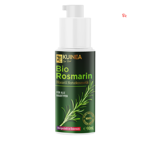 Bio design with the title 'Packaging Design for Kuinea Bio Rosmarin'