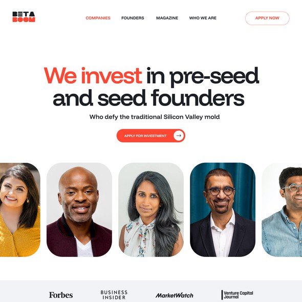 Startup website with the title 'Modern Website for Startup Invest Accelerator'