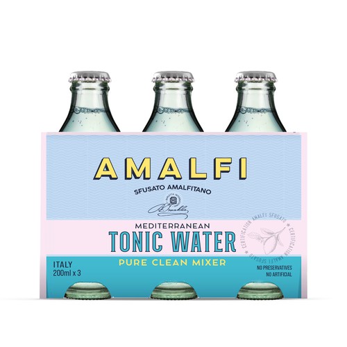 Italian design with the title 'Vintage packaging design for italian tonic water.'