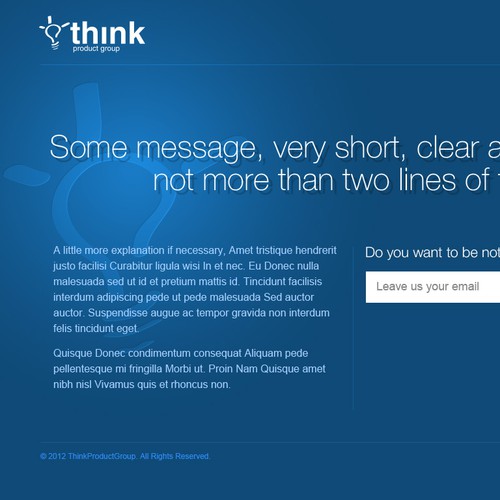 Corporate website with the title 'Website design for Think Product Group Ltd'