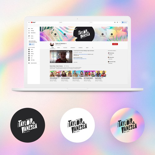 Holographic design with the title 'Social media concept for teen YT channel'