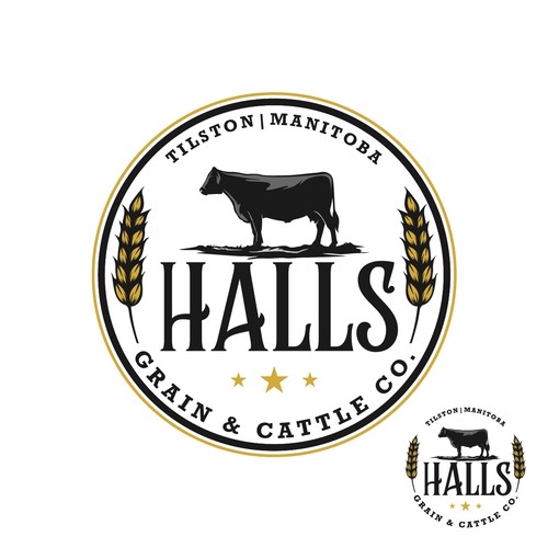 Wheat logo with the title 'Halls Grain & Cattle Co.'