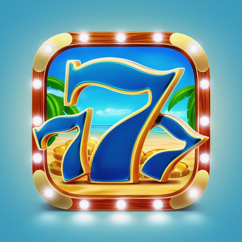 Coin design with the title 'Create an App Icon for a Slots Vacation!'