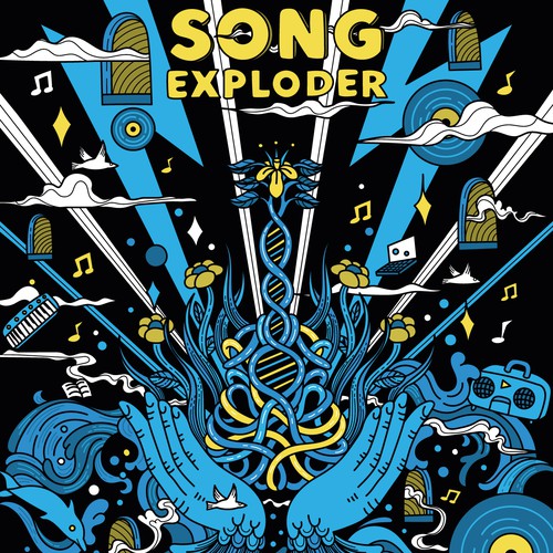 Vinyl design with the title 'Song Exploder podcast & Netflix tv series Poster'