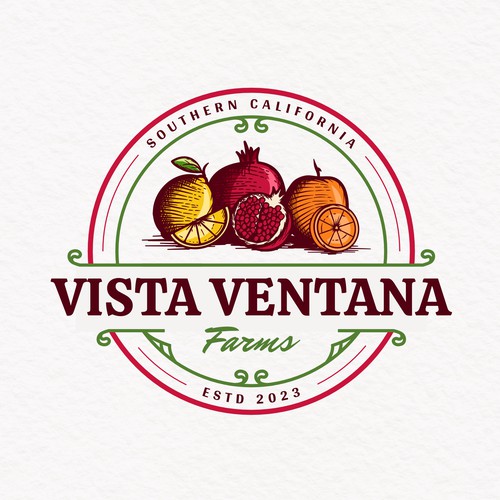 Pomegranate logo with the title 'Vista Ventana Farms'