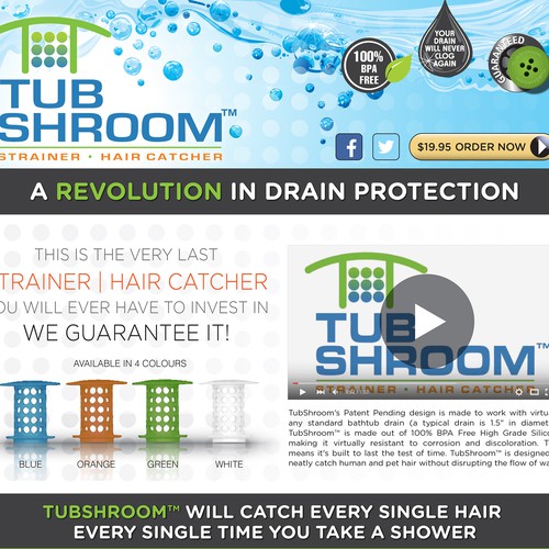Bath design with the title 'TubShroom site page'