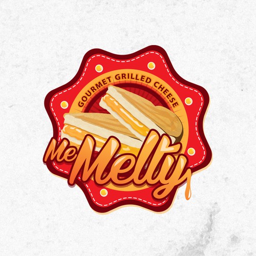 Sandwich shop logo with the title 'Logo Design for Me Melty – Gourmet Grilled Cheese'