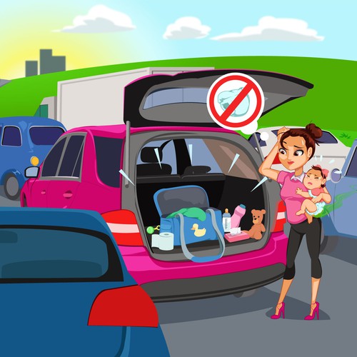 Baby illustration with the title 'Frantic mom illustration '
