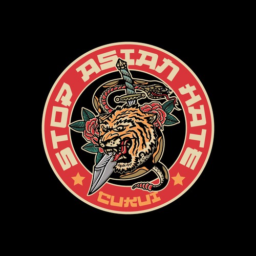 Badge artwork with the title '"Stop Asian Hate"'