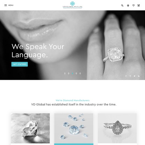 Jewelry website with the title 'modern Dimond & jewelry webpage design  '
