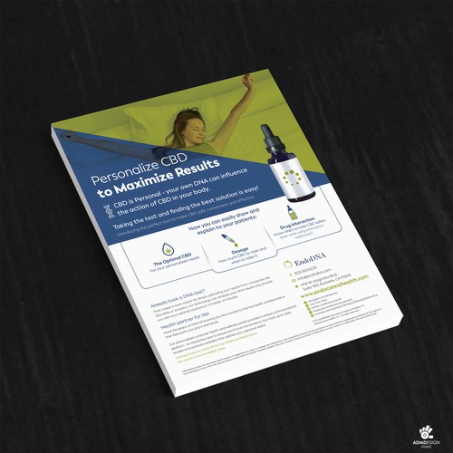 Drop design with the title 'Personalize CBD To Maximize Results One Pager Design'