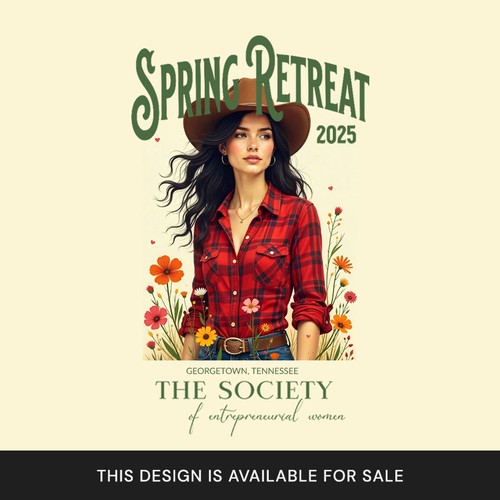 Country t-shirt with the title 'Cowgirl Wildflower Illustration – Southern Cottagecore Graphic Customizable for Any Event or Brand (This Design Is Available For Sale)'