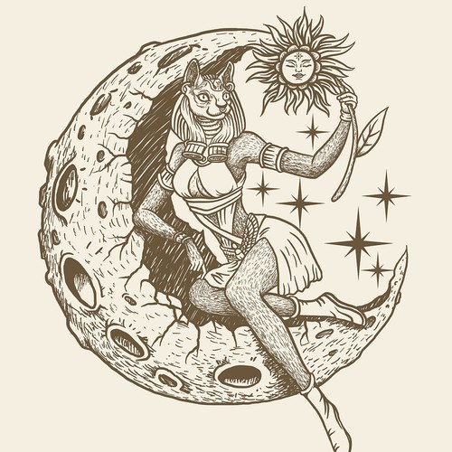 Astrology design with the title 'Hand-Drawn Cat Illustration Astrology Theme'