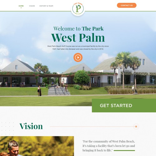 Golf website with the title 'The Park West Palm'