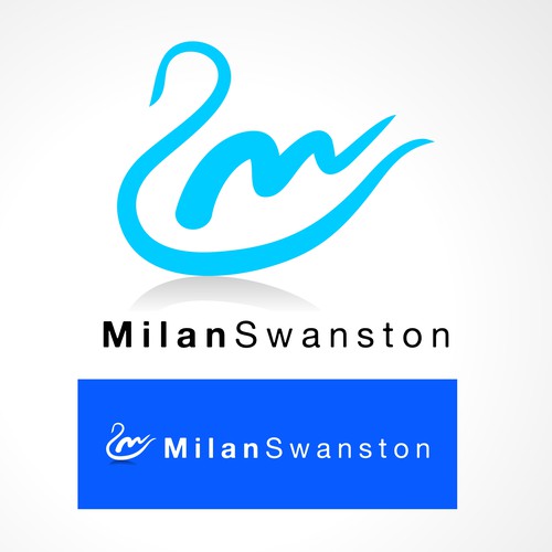 Cyan design with the title 'Create an urban swan signature logo for an Downtown Toronto Realtor'