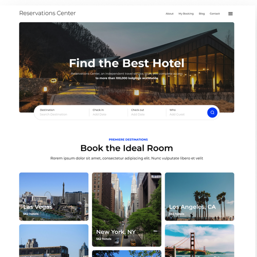 Hotel website with the title 'Hotel Booking Web Design'