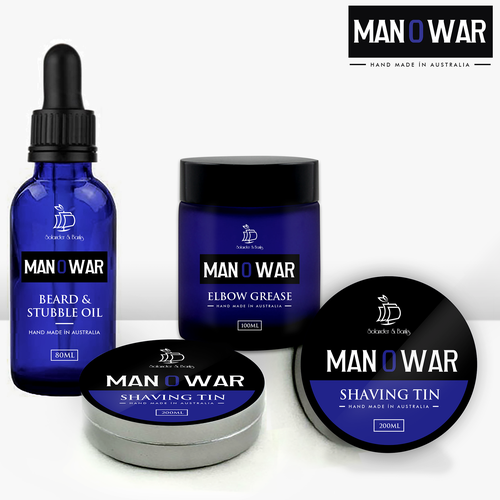 Stylish packaging with the title 'Packaging design for Man O War'