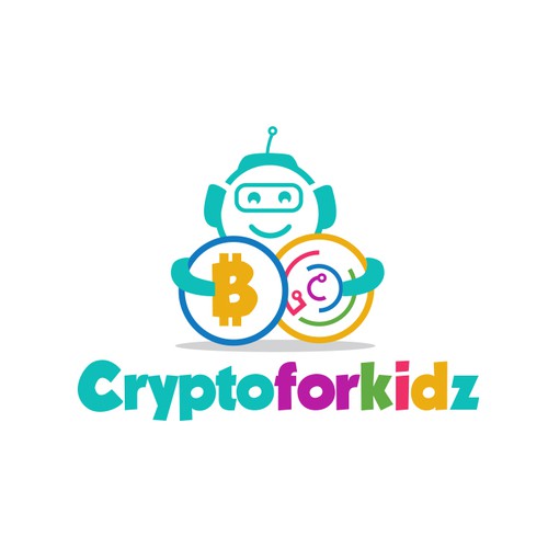 Bitcoin logo with the title 'Playful logo for Crypto Education'