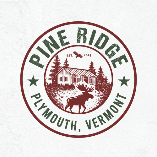 Cabin design with the title 'Pine Ridge logo'