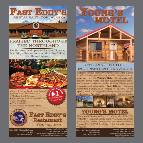 Rack card design with the title 'Rack Card for Restaurant and Motel'