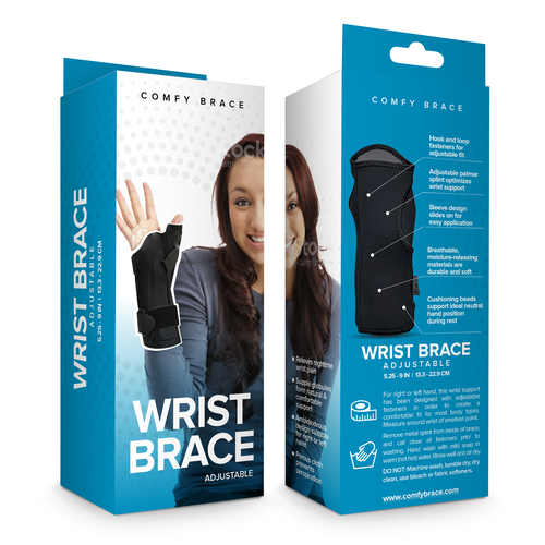 Medicine packaging with the title 'Modern design for a medical brace'