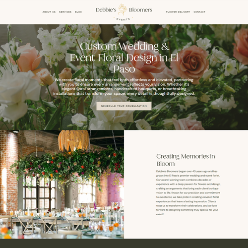 JavaScript design with the title 'Website Refresh & SEO Strategy for a Luxury Wedding Floral Studio'