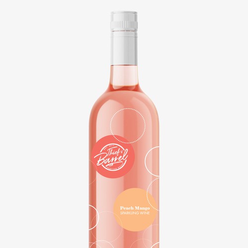 Peach design with the title 'Thief Barrell - Sparkling wine'