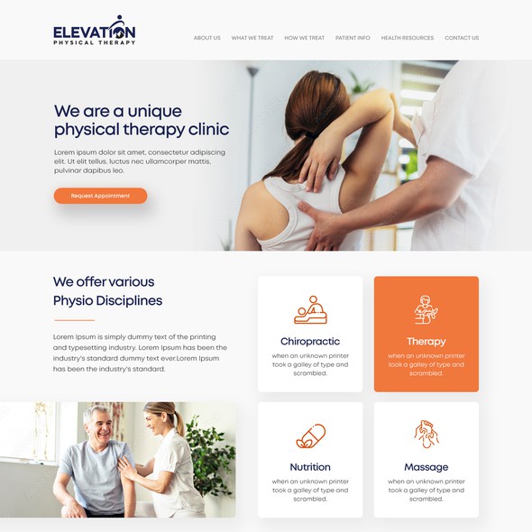 Fitness website with the title 'Elevation Web UI'