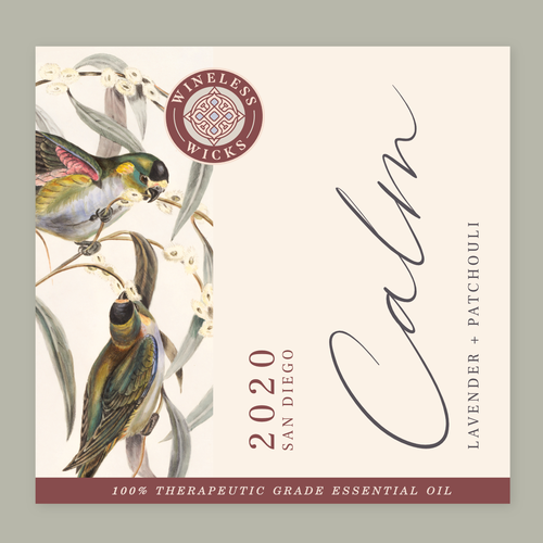 Feminine label with the title 'Candle label in a style of wine bottle'