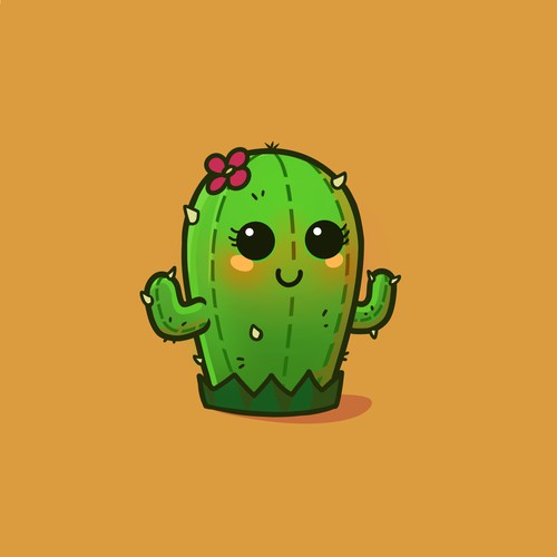 Beautiful artwork with the title 'kawaii cacti'