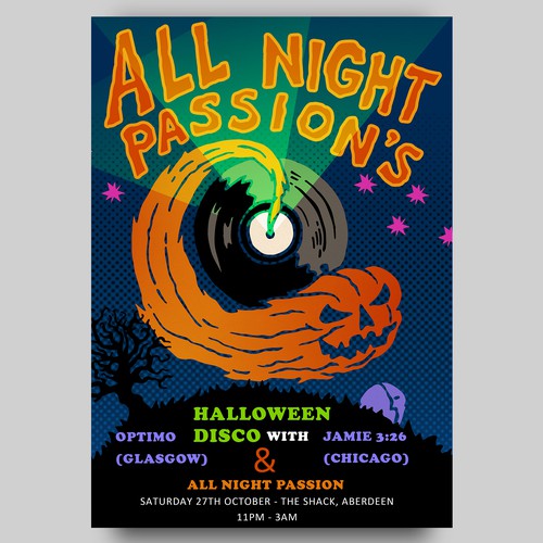 Disco design with the title 'disco halloween'