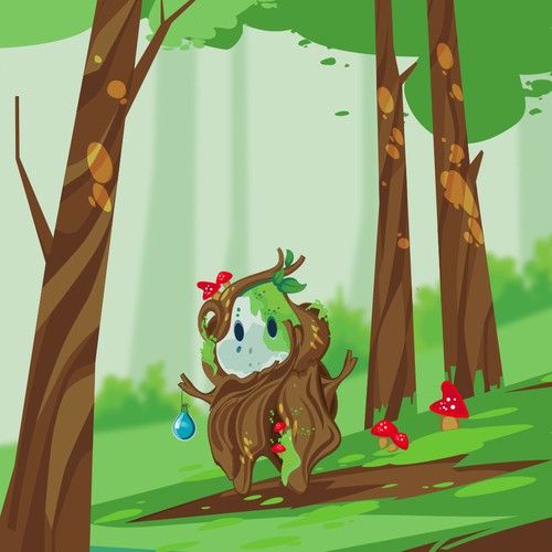 Vector illustration with the title 'Druid Tree: A spirit of the forest'