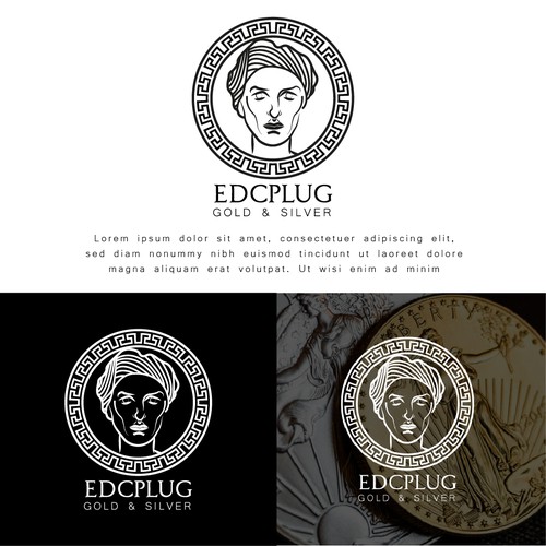 Silver brand with the title ' logo design for collectible coins business and gold and silver '