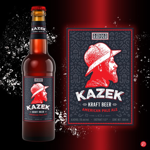 Red label with the title 'Beer label design'