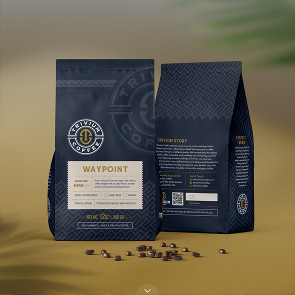 Barista design with the title 'Trivium Elegant Coffee Bag Design'