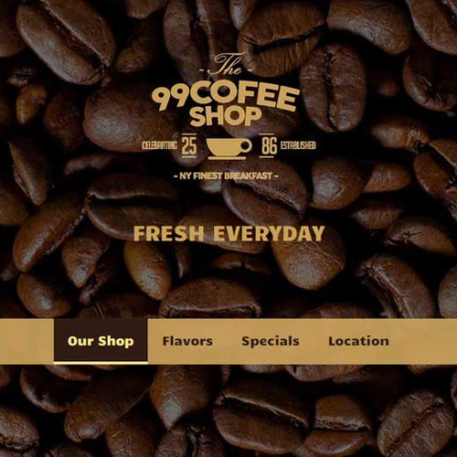 Online shop design with the title 'Web Layout for coffee shop'