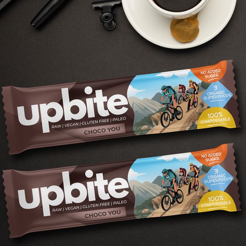 Cycling design with the title 'Healthy Energy Bar Packaging Design'