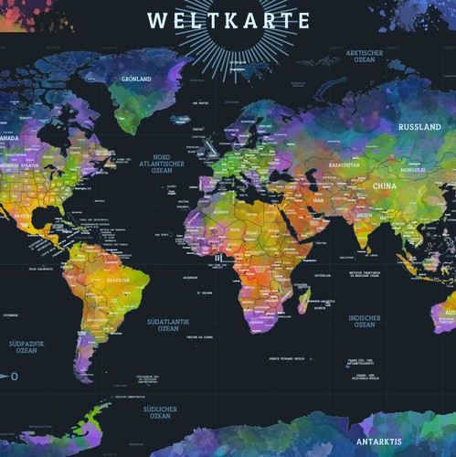 Map artwork with the title 'Scratching map design'
