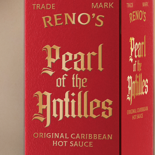 Spice packaging with the title 'Box design for a Caribbean Hot Sauce'