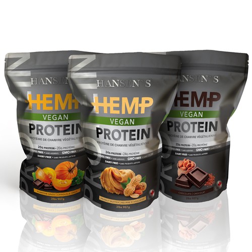 Pumpkin design with the title 'HEMP Vegan Protein'