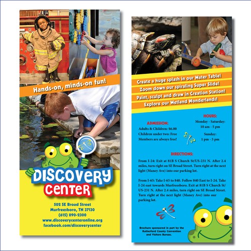 Rack card design with the title 'Rack card for Discovery Center'