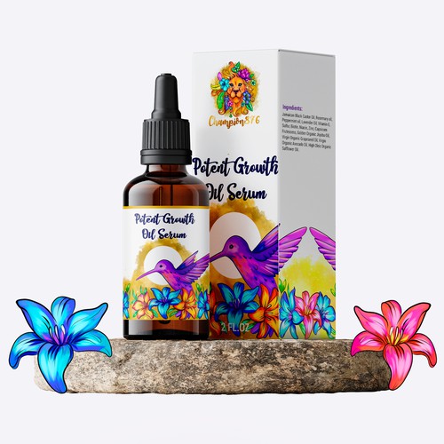 Tropical packaging with the title 'Colorful design packaging for women's cosmetics'