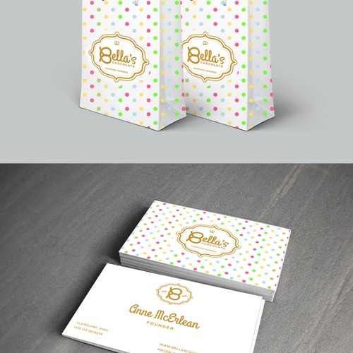 Chocolate logo with the title 'Bella's Chocolate seeking a logo delicious enough to eat!'