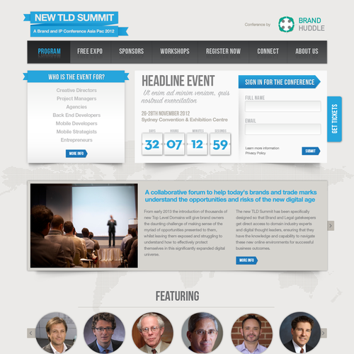 Event website with the title 'Web design'