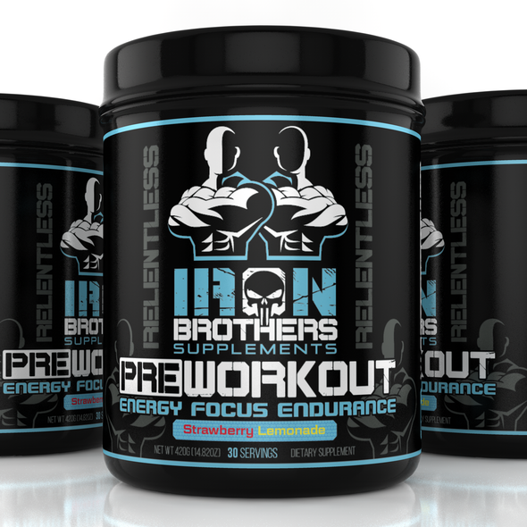 Pre-workout label with the title 'Label design for IronBrothers '