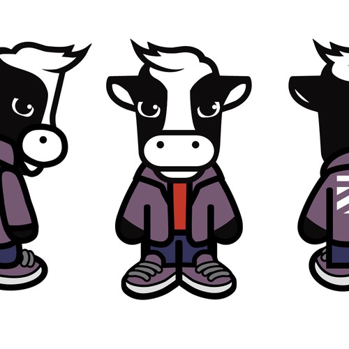 Tablet design with the title 'Cow Mascot Poses'